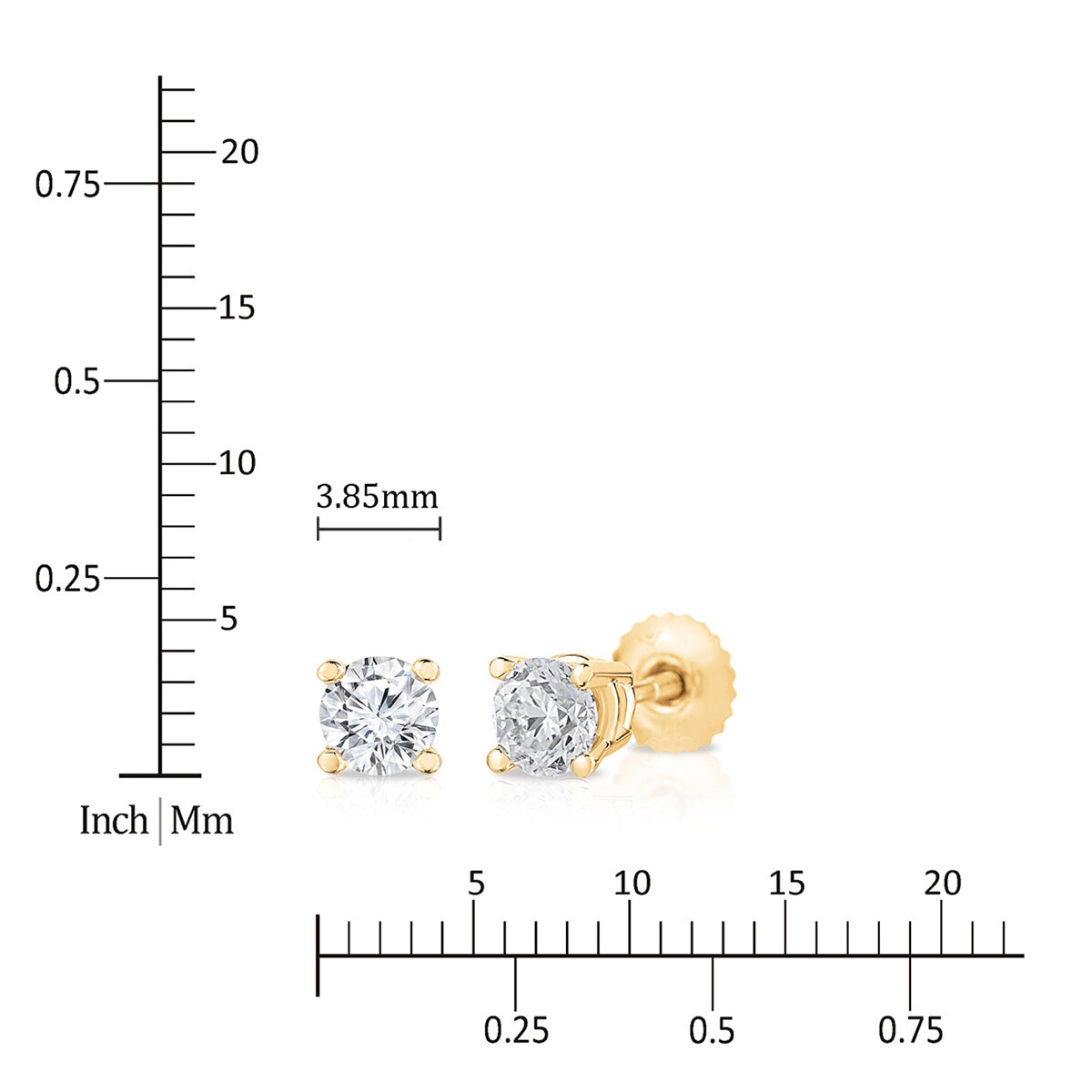 Aretes de Diamantes 0.50ctw, Oro Amarillo de 14K, Corte Redondo