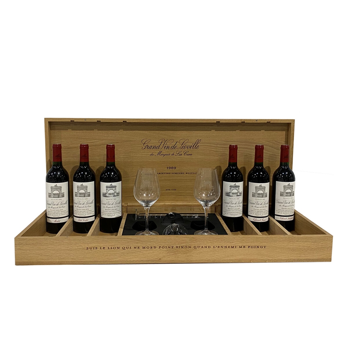 Grand Vin de Leoville du Marquis de Las Cases Caja con 6 Botellas de 750 ml + Copas Grand Vin de Leoville du Marquis de Las Cases Caja con 6 Botellas de 750 ml + Copas