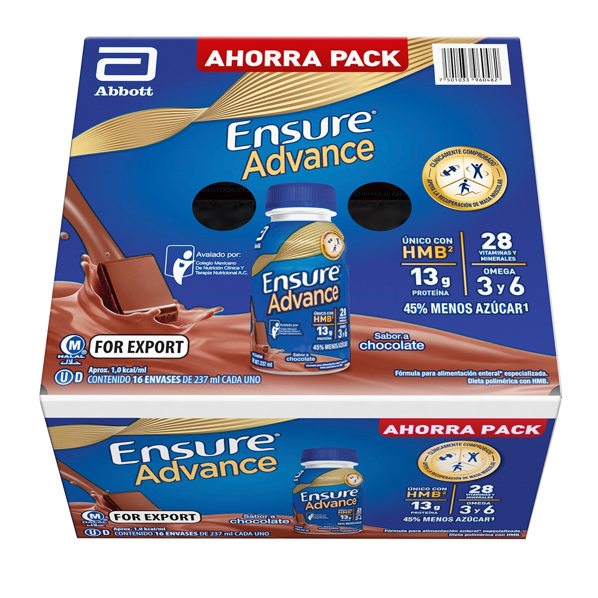 Ensure Advance Suplemento Alimenticio Sabor Chocolate 16 pzas de 237 ml Ensure Advance Suplemento Alimenticio Sabor Chocolate 16 pzas de 237 ml