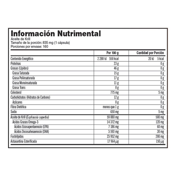 Kirkland Signature Aceite de Krill 500MG 160 cápsulas Kirkland Signature Aceite de Krill 500MG 160 cápsulas