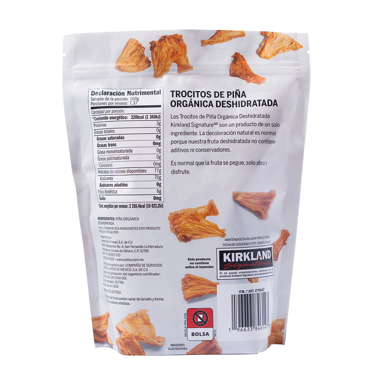 Kirkland Signature Trocitos de Piña Orgánica Deshidratada Kirkland Signature Trocitos de Piña Orgánica Deshidratada