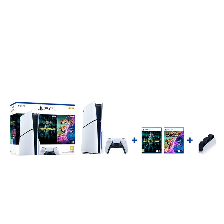 PS5 Bundle PlayStation 5 (Modelo Slim) con 2 Juegos - Standard + Charging Station