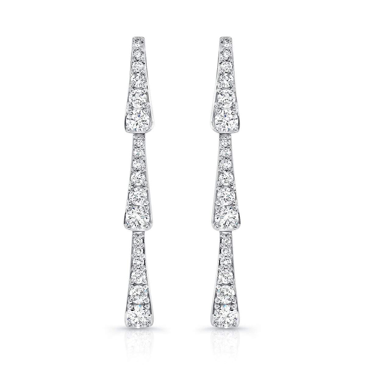 Aretes Colgantes de Diamantes 1.28ctw, en Oro Blanco 18K