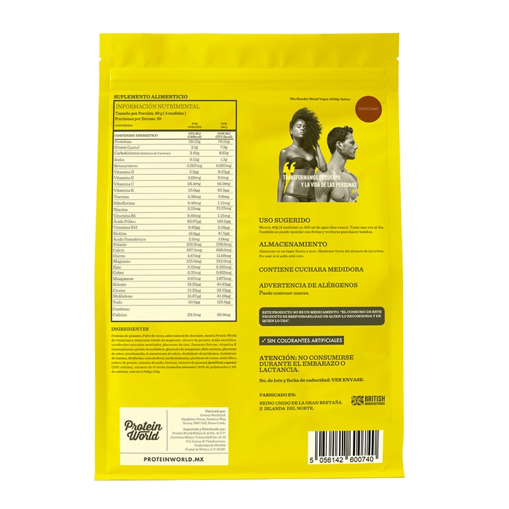 Protein World Proteína Vegana en Polvo Sabor Chocolate 1.2 kg Protein World Proteína Vegana en Polvo Sabor Chocolate 1.2 kg