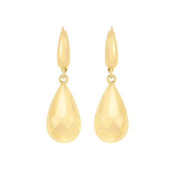 Aretes de Gota de Agua, Oro Amarillo 14K Aretes de Gota de Agua, Oro Amarillo 14K