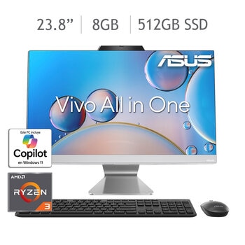 ASUS All-In-One Vivo Desktop 23.8" Full HD AMD Ryzen 3 8GB 512GB SSD