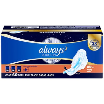 Always Toallas Femeninas Nocturna Ultrafinas 60 piezas