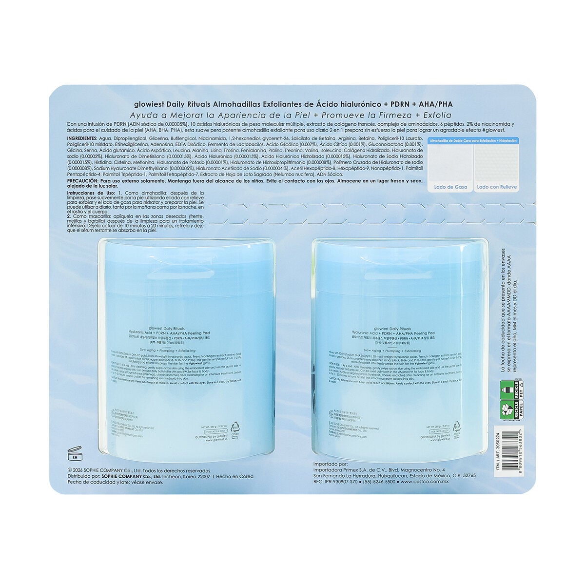 Glowiest Almohadillas Exfoliantes de Ácido Hialurónico + PDRN + AHA/PHA 2 Envases Glowiest Almohadillas Exfoliantes de Ácido Hialurónico + PDRN + AHA/PHA 2 Envases