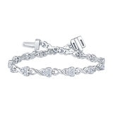 0.90ctw, Pulsera de Diamantes, 17.78cm, Corte Redondo, Oro Blanco 14K