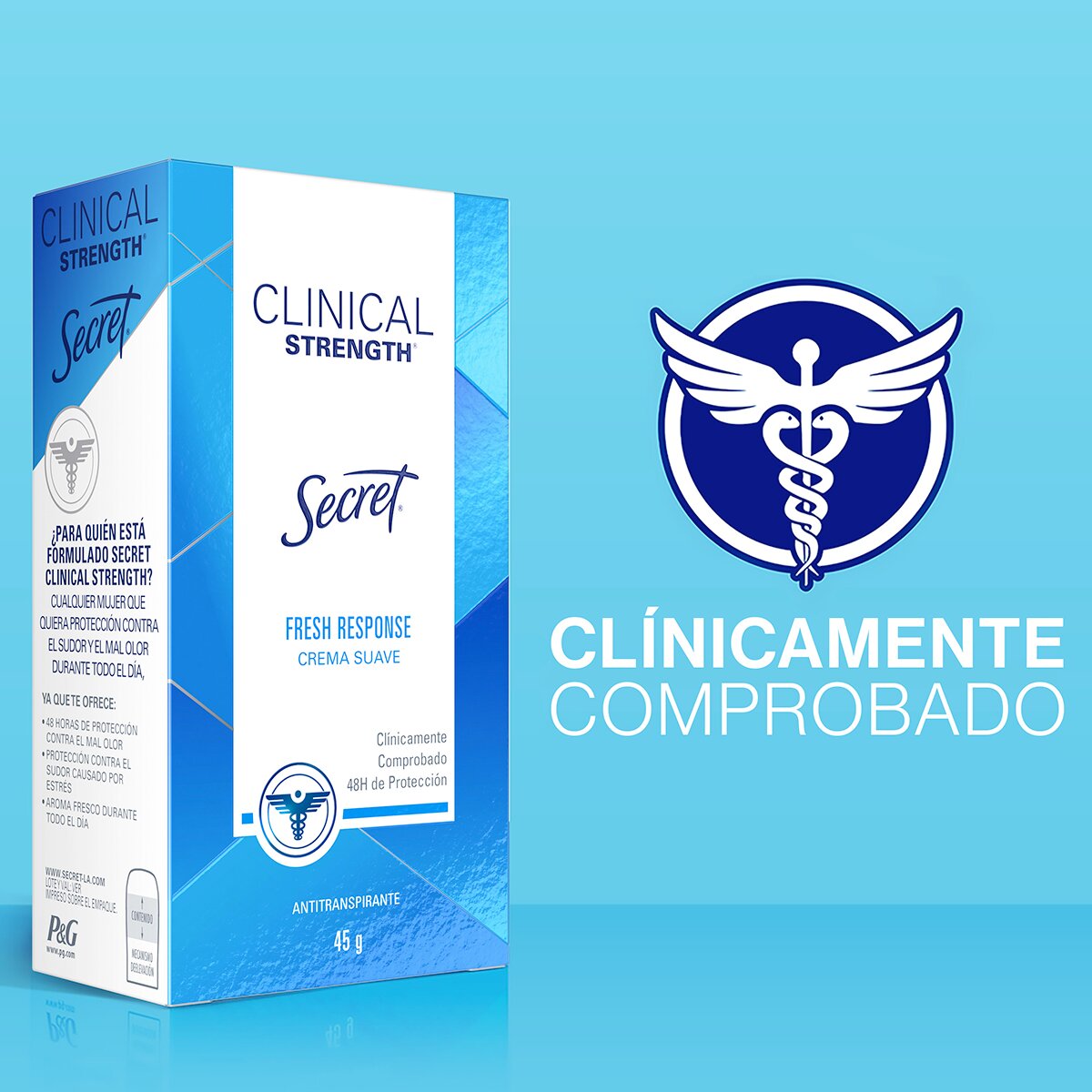 Secret Antitranspirante en crema Clinical Strength 4 piezas de 45 gr