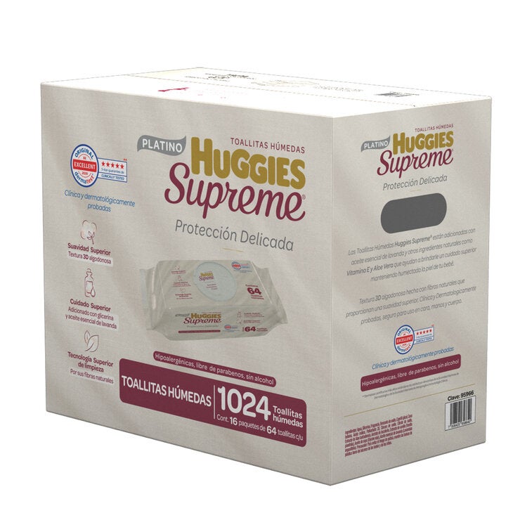 Huggies Supreme Platino Toallitas Húmedas para Bebé 1,024 pzas Huggies Supreme Platino Toallitas Húmedas para Bebé 1,024 pzas