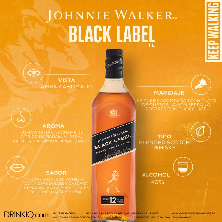 Whisky Johnnie Walker Black Label Blended Scotch 1L Whisky Johnnie Walker Black Label Blended Scotch 1L