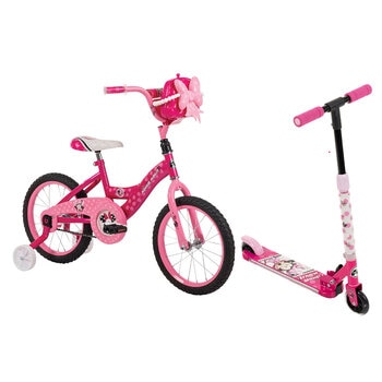 Bicicleta R16 y Scooter Infantil Huffy Minnie Mouse