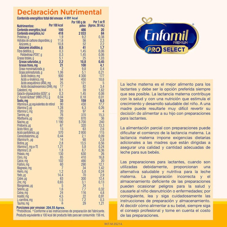 Enfamil Pro Select Etapa 1 Fórmula Infantil 0 a 12 Meses, 2 latas 900 g c/u Enfamil Pro Select Etapa 1 Fórmula Infantil 0 a 12 Meses, 2 latas 900 g c/u