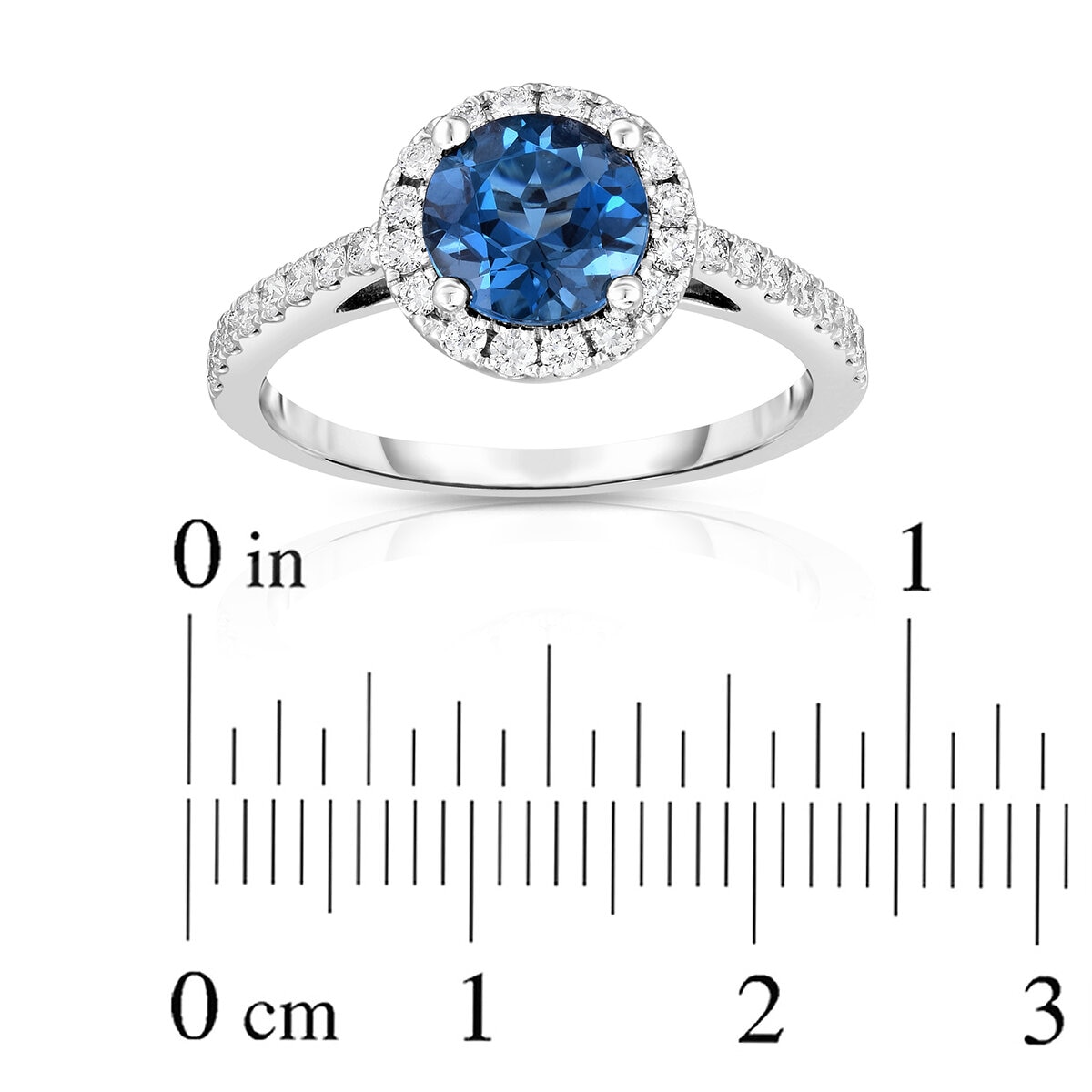 Anillo, Topacio Azul y Diamantes 0.35ctw, Oro Blanco de 14K Anillo, Topacio Azul y Diamantes 0.35ctw, Oro Blanco de 14K