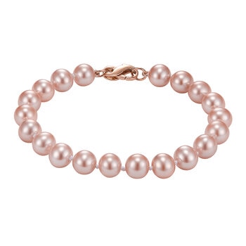 Pulsera de Perlas Rosas Cultivadas 8-8.5mm, Oro Rosa de 14k Pulsera de Perlas Rosas Cultivadas 8-8.5mm, Oro Rosa de 14k