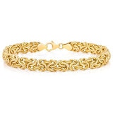 Pulsera Bizantina Pulida para Dama, Oro Amarillo de 14K de 19.05cm