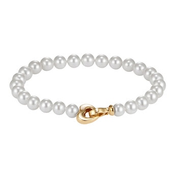 Pulsera de Perlas Cultivadas 6.5-7.0mm, Oro Amarillo de 14k Pulsera de Perlas Cultivadas 6.5-7.0mm, Oro Amarillo de 14k
