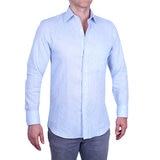 Emporio Colombo, Camisa de Lino para Caballero Corte Regular/Slim en Varias Tallas, Color Azul Cielo