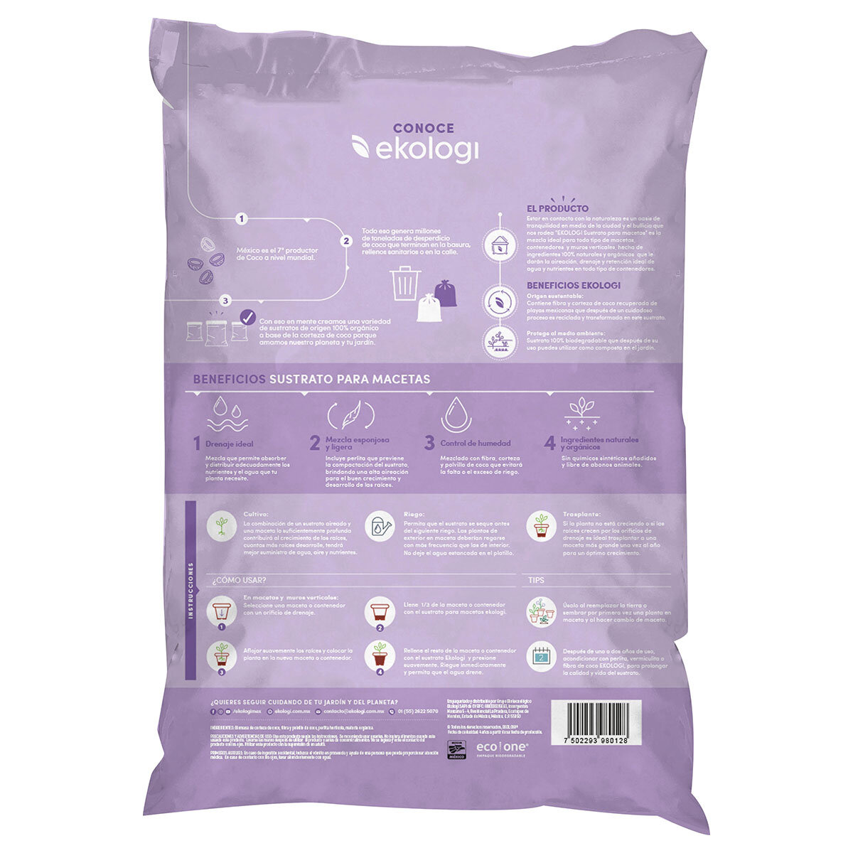 Ekologi, Sustrato para Macetas 2 piezas de 5kg Ekologi, Sustrato para Macetas 2 piezas de 5kg