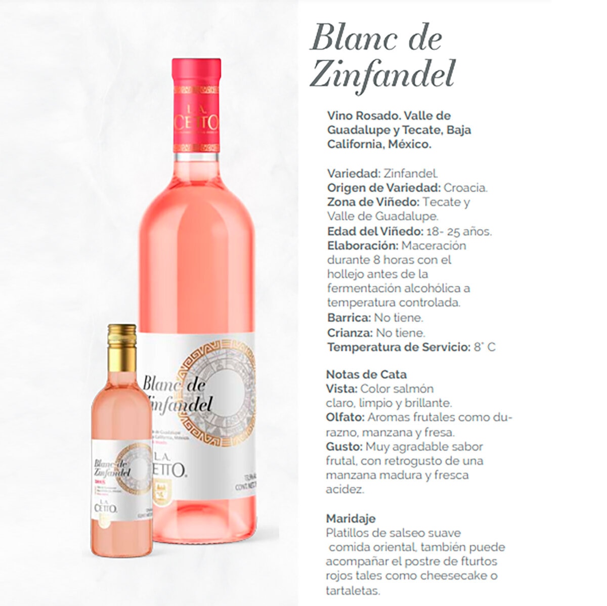 Vino Rosado Blanc de Zinfandel La Cetto 4/750ml