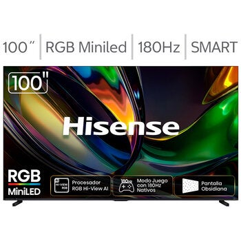 Hisense Pantalla 100" RGB Miniled 4K Google TV 100UR8SG Hisense Pantalla 100" RGB Miniled 4K Google TV 100UR8SG