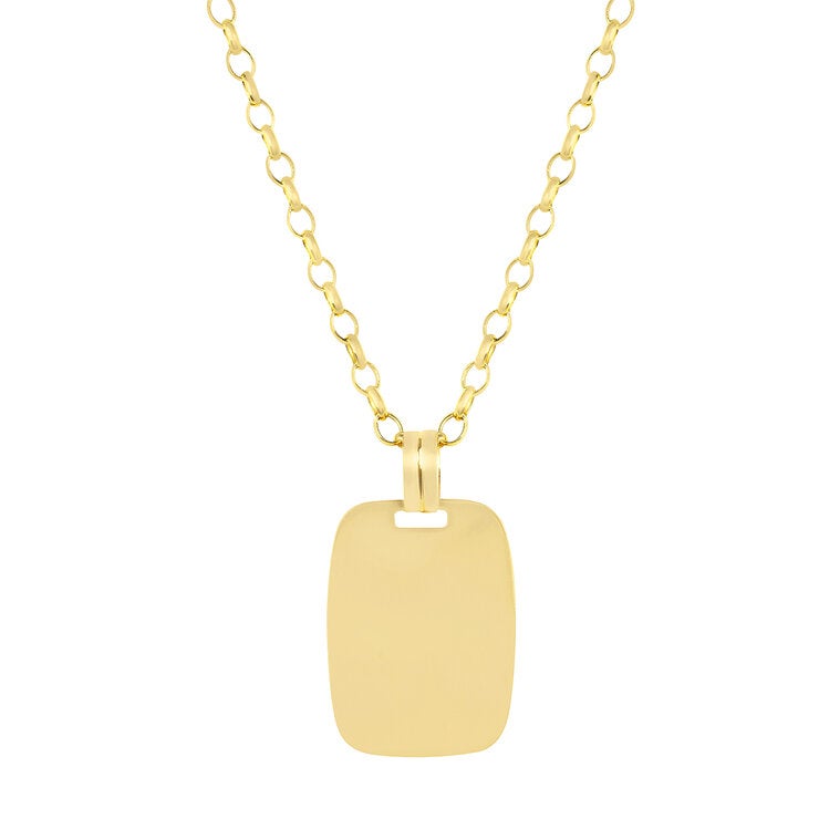 Dije Placa, Oro Amarillo 14K Dije Placa, Oro Amarillo 14K
