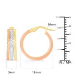 Aretes de Triple Fila, Oro Tricolor de 14K Aretes de Triple Fila, Oro Tricolor de 14K