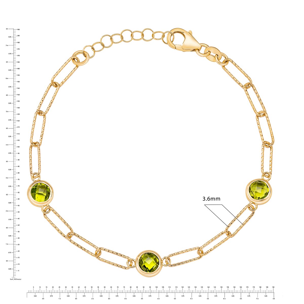 Pulsera de Peridoto, Oro Amarillo de 14K