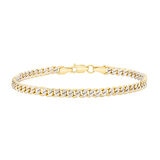 Pulsera, Eslabon Cubano, Oro Dos Tonos 14K, 21.59cm Pulsera, Eslabon Cubano, Oro Dos Tonos 14K, 21.59cm