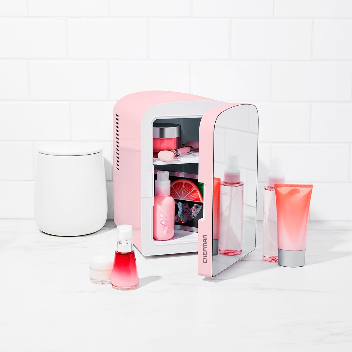 Chefman, Mini Refrigerador y Calentador, rosa
