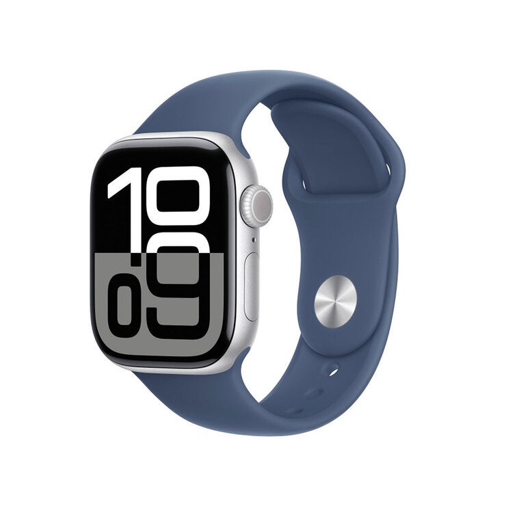 Apple Watch S10 (GPS + Cellular) Caja de aluminio plata 42mm con correa deportiva azul denim S/M Apple Watch S10 (GPS + Cellular) Caja de aluminio plata 42mm con correa deportiva azul denim S/M