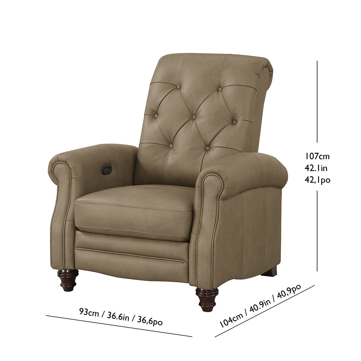 Simon Li Furniture, Sillón Reclinable de Piel con Sistema Eléctrico Simon Li Furniture, Sillón Reclinable de Piel con Sistema Eléctrico