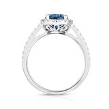 Anillo, Topacio Azul y Diamantes 0.35ctw, Oro Blanco de 14K Anillo, Topacio Azul y Diamantes 0.35ctw, Oro Blanco de 14K