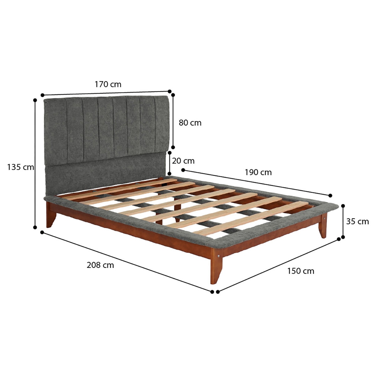 Violanti, Cama Queen Gris Violanti, Cama Queen Gris