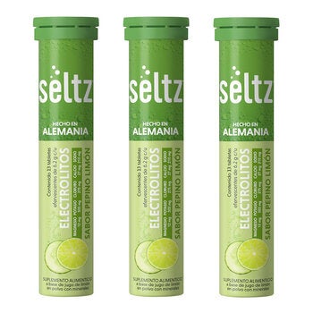 Seltz Electrolitos 3 Tubos de 13 Tabletas Efervescentes c/u Sabor Pepino-Limón Seltz Electrolitos 3 Tubos de 13 Tabletas Efervescentes c/u Sabor Pepino-Limón