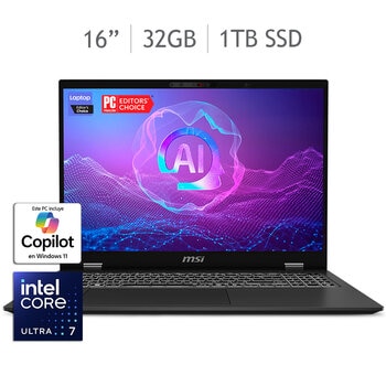 msi prestige 16 ai+evo laptop 16" qhd+ intel core ultra 7 32gb 1tb ssd
