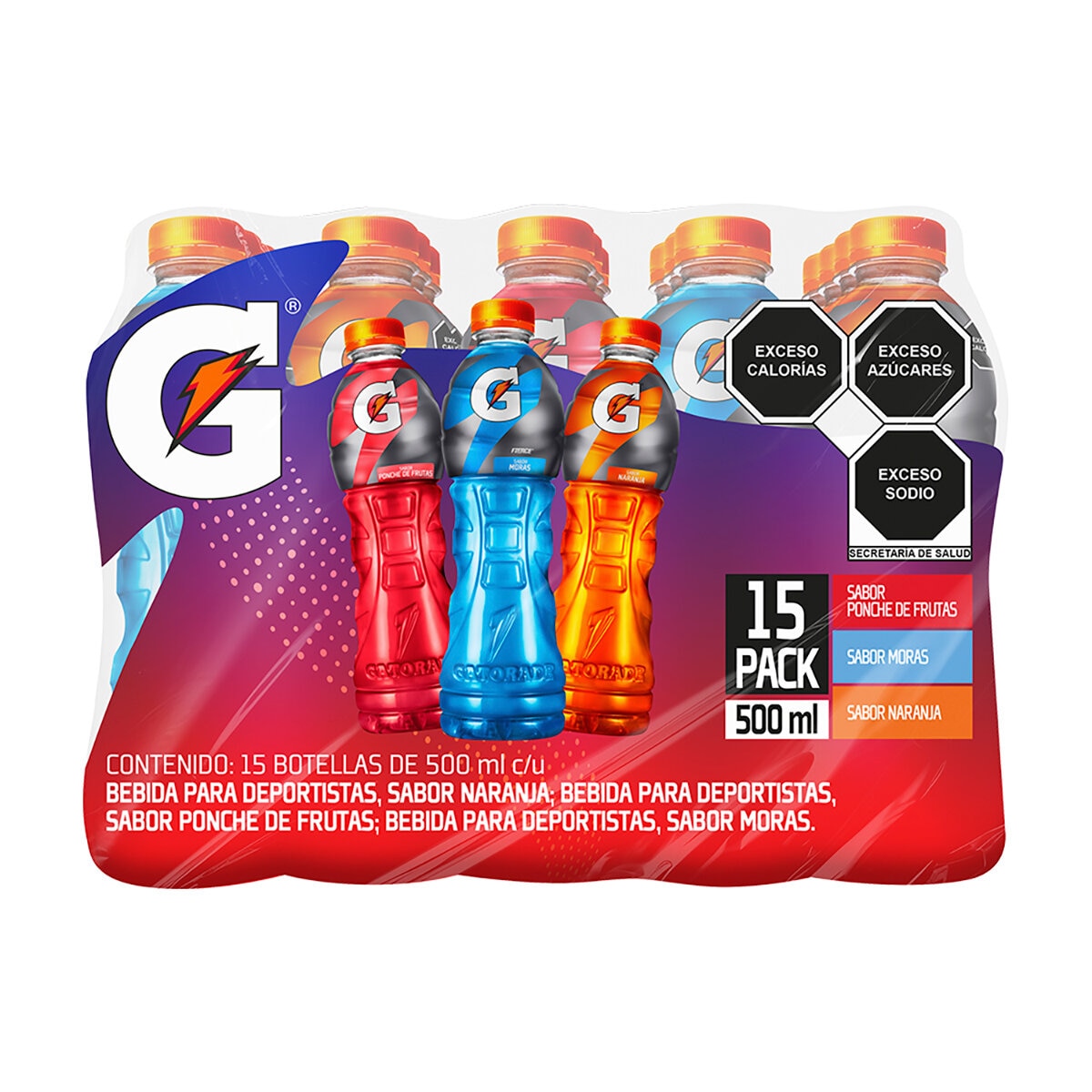 Gatorade Sabores Surtidos 15 pzas de 500 ml Gatorade Sabores Surtidos 15 pzas de 500 ml