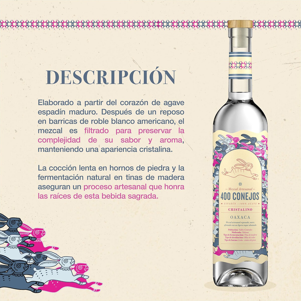 Mezcal 400 Conejos Cristalino 700 ml Mezcal 400 Conejos Cristalino 700 ml