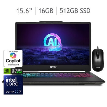 msi cyborg gaming 15 laptop 15.6'' fhd intel core ultra 7 16gb 512gb ssd + mouse