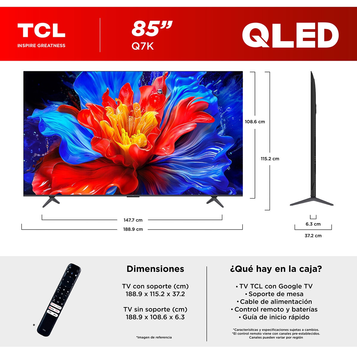 TCL Pantalla 85" QLED 4K Google TV TCL Pantalla 85" QLED 4K Google TV
