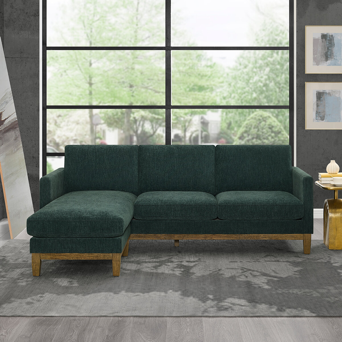 Henredon, Sofá Reversible De Tela Estilo Chaise Henredon, Sofá Reversible De Tela Estilo Chaise