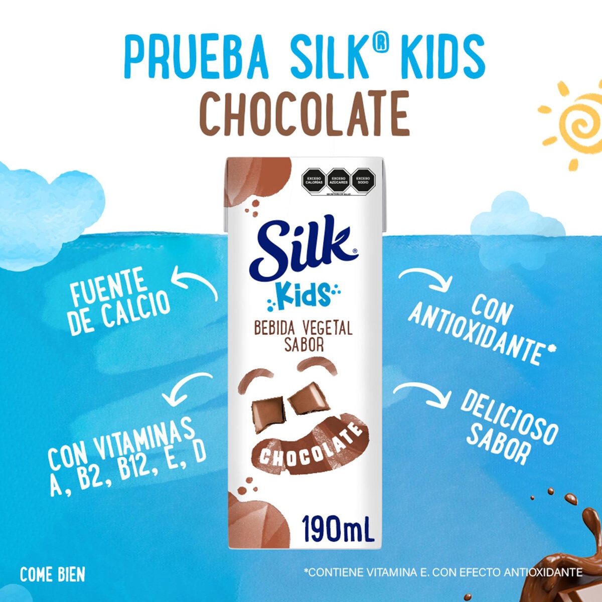 Silk Kids Bebida de Almendra Sabor Chocolate 24 pzas de 190 ml