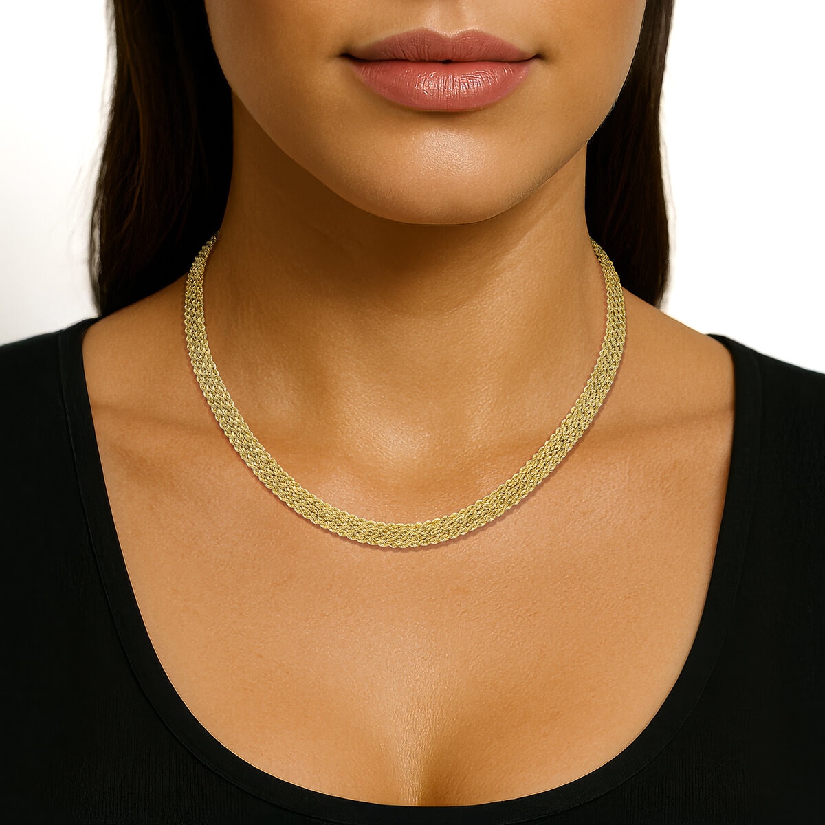 Cadena de Cuerda Cuadruple para Dama, Oro Amarillo 14K, 45.72cm Cadena de Cuerda Cuadruple para Dama, Oro Amarillo 14K, 45.72cm