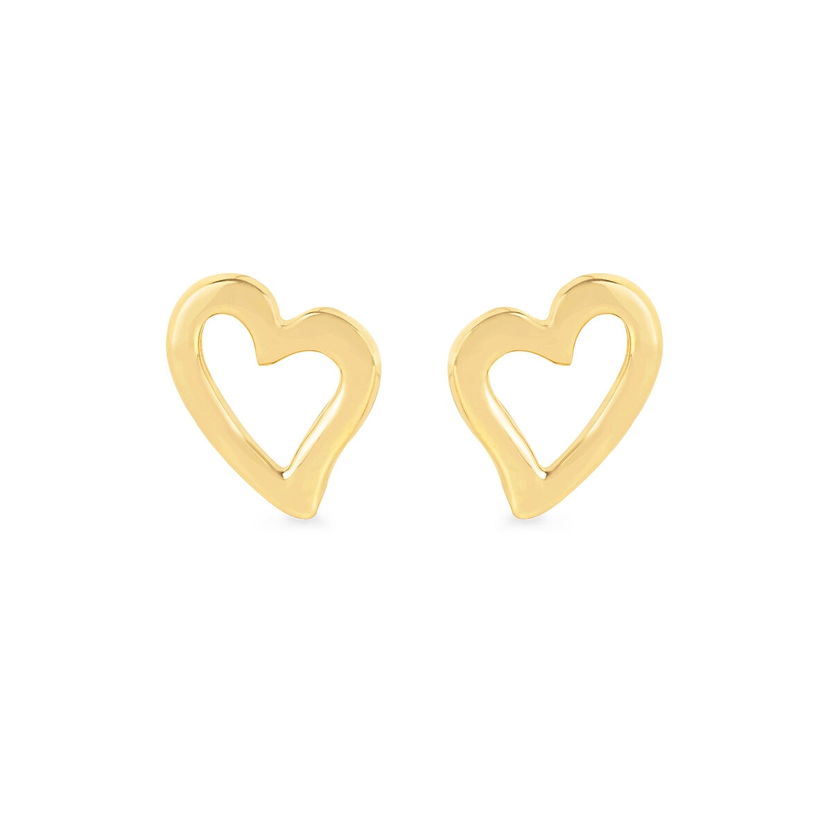 Aretes de Corazon, Oro Amarillo 14K Aretes de Corazon, Oro Amarillo 14K