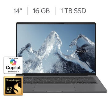 ASUS Zenbook A14 Laptop 14" WUXGA Snapdragon X2 Elite X2E88100 16GB 1TB SSD ASUS Zenbook A14 Laptop 14" WUXGA Snapdragon X2 Elite X2E88100 16GB 1TB SSD