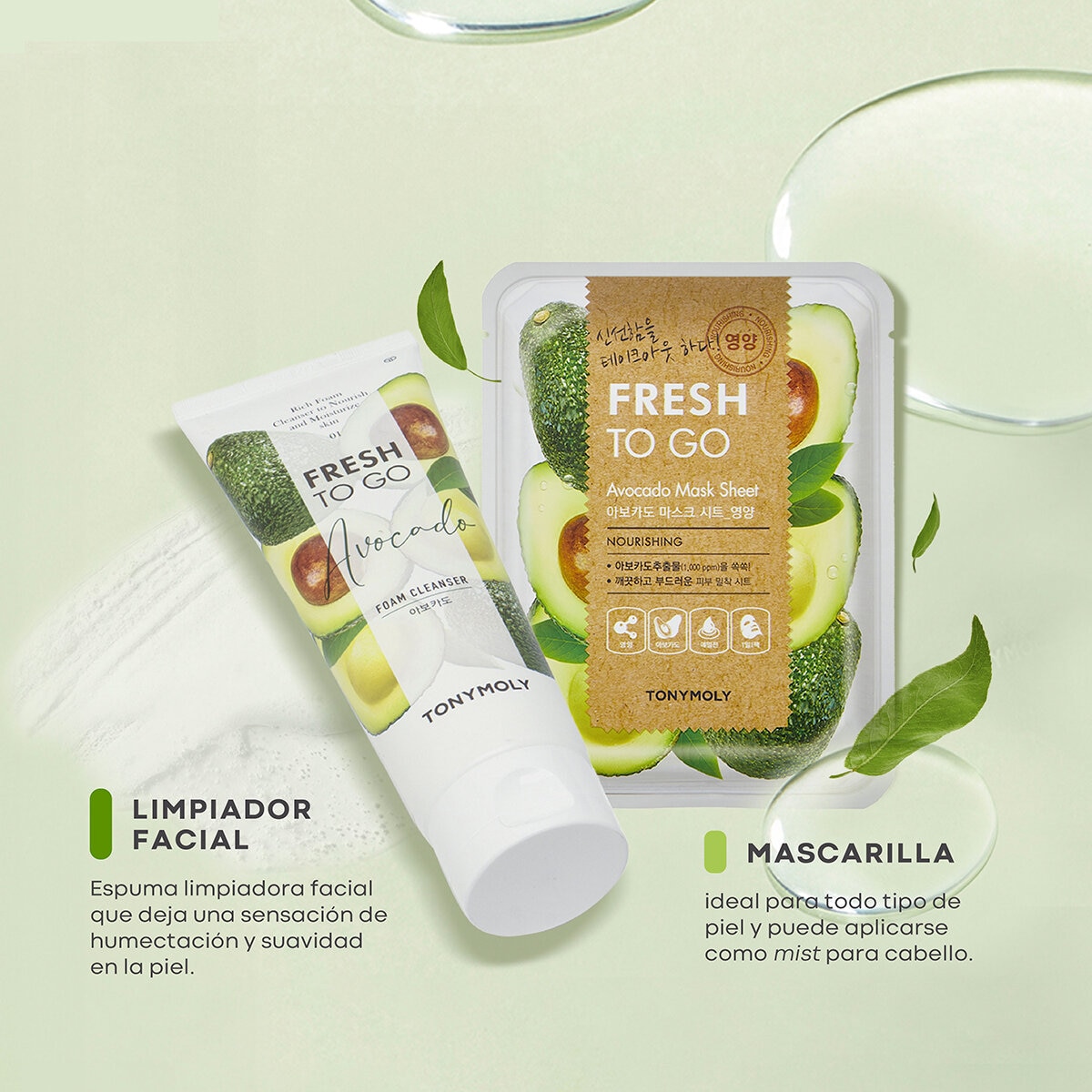Tony Moly Fresh To Go Avocado Cleanser y Mascarilla 2 pzas Tony Moly Fresh To Go Avocado Cleanser y Mascarilla 2 pzas