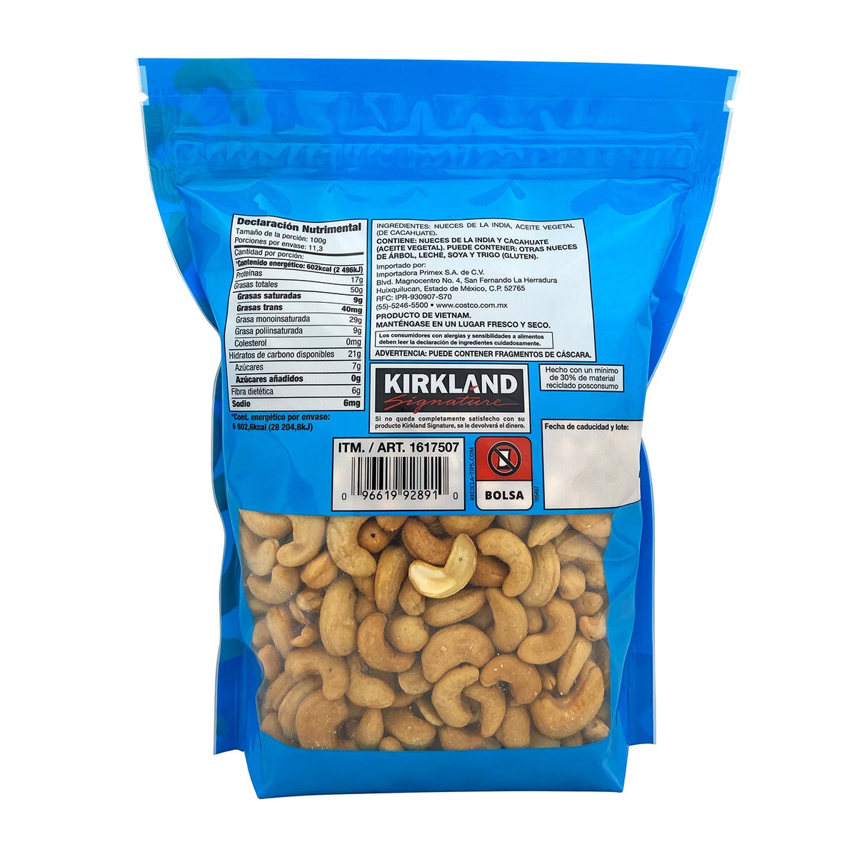 Kirkland Signature Nueces de la India sin Sal 1.13 kg Kirkland Signature Nueces de la India sin Sal 1.13 kg