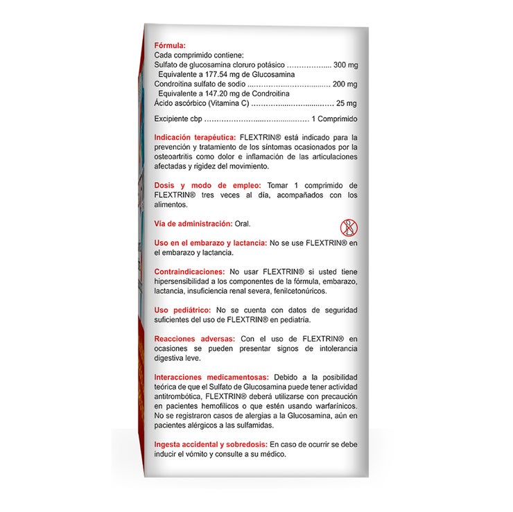Flextrin Glucosamina Condroitina y Ácido Ascórbico 180 Comprimidos Flextrin Glucosamina Condroitina y Ácido Ascórbico 180 Comprimidos