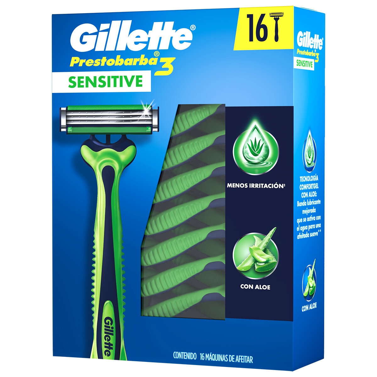 Gillette Prestobarba 3 Rastrillos desechables Sensitive 16 pzas Gillette Prestobarba 3 Rastrillos desechables Sensitive 16 pzas